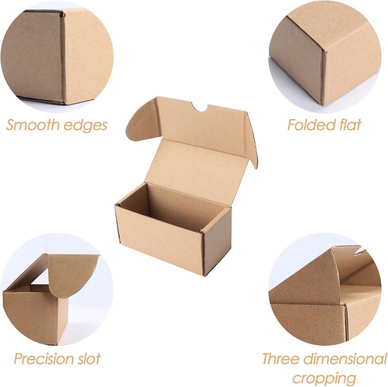 PHAREGE 4.6x2.2x2.2 inch Shipping Boxes Bulk 50 Pack Brown, Tab Lock Tuck Top Mailer Boxes for Packaging Small Business, Small Cardboard Gift Boxes for Wrapping Mailing Present - Image 5
